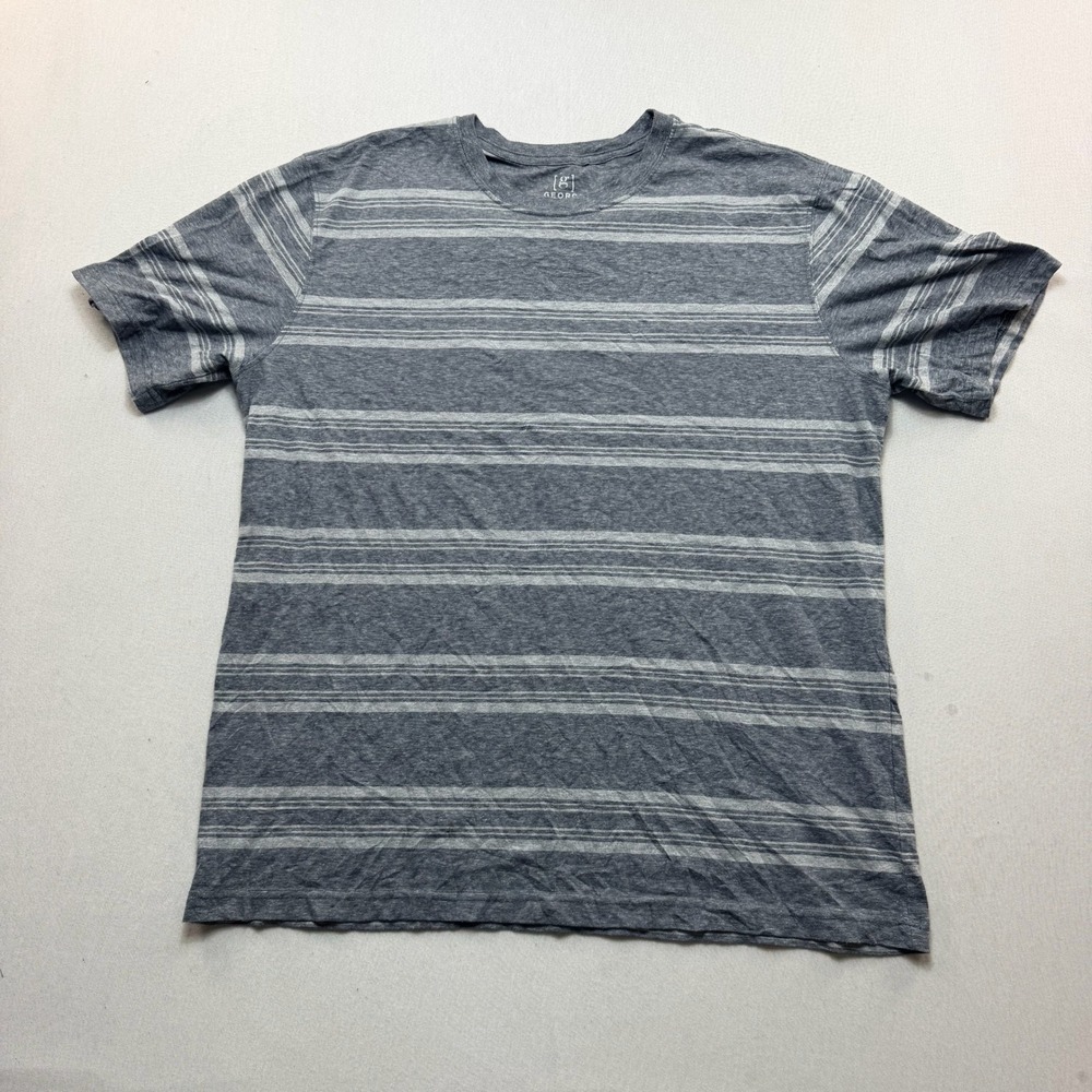 George Striped T-Shirt Mens Large Grey Excellent Short Sleeve Crewneck GM28Y008H